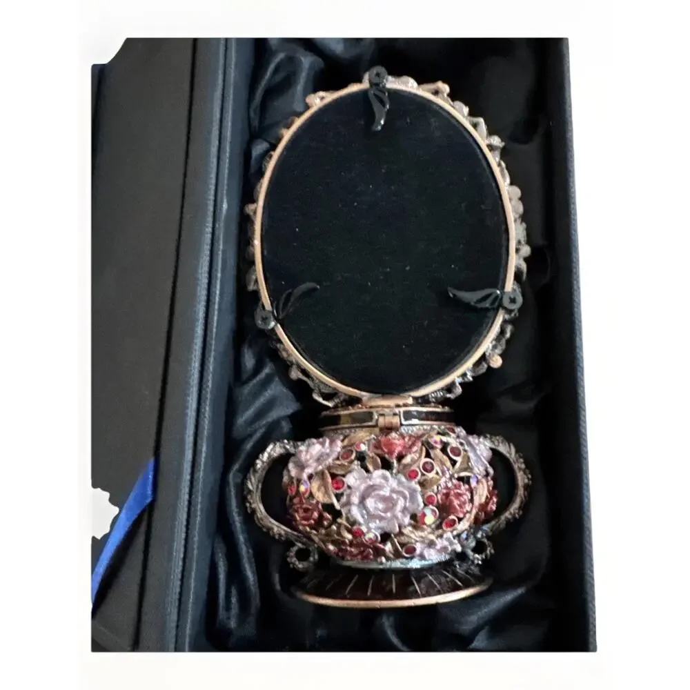 Collectible Flower Photo Frame Trinket Jewelry Box 6x3x3 - Victorian Style